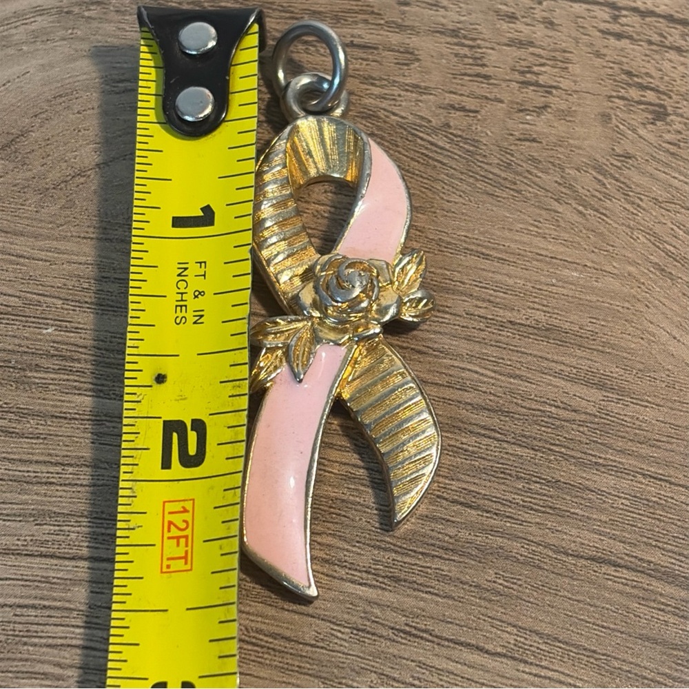 Avon Pink Ribbon With Rose Pendant - Picture 3 of 3
